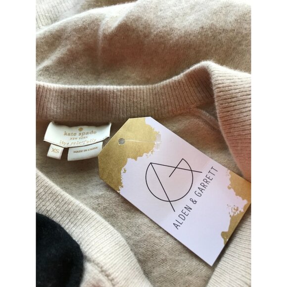 Kate Spade Tan Sweater W/ Black Oversized Bow, Size XS - Picture 8 of 9